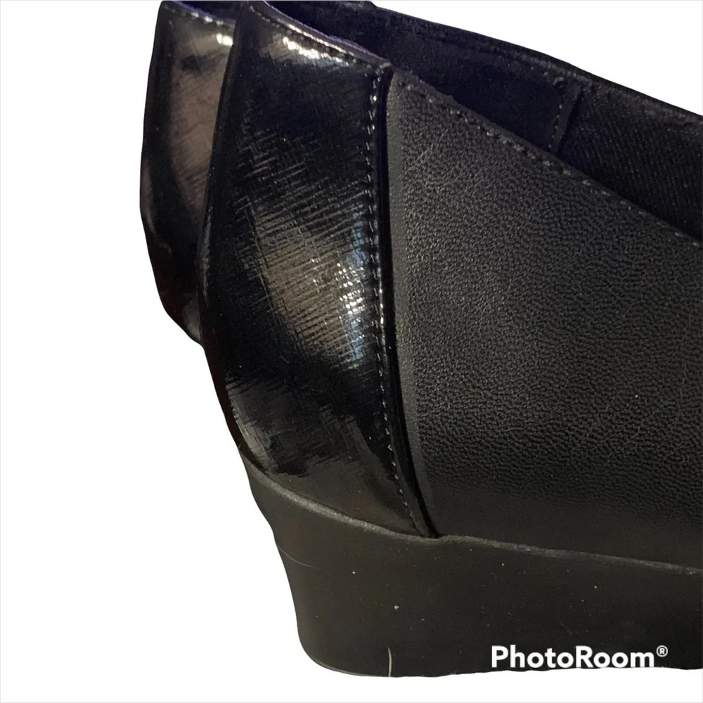 𝅺ABELLA Black Patent Fabric Rosel Wedge Shoes New in Box Size 9.5